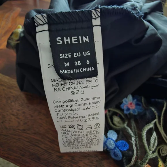 Women's SHEIN Black Multicolor Floral Embroidered Strapless Dress US M - Picture 8 of 8
